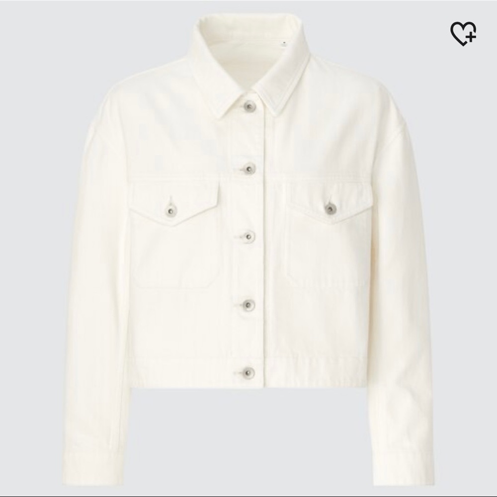 Uniqlo White Cropped Denim Jacket